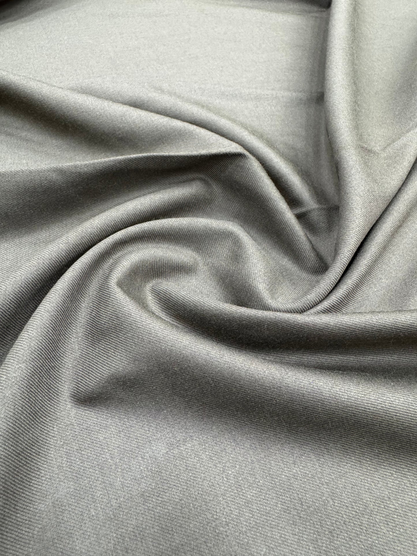 Cool Grey Twill Weave Fabric – Lightweight & Versatile (1 Meter)