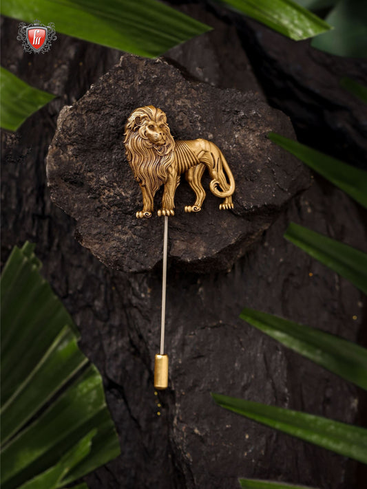 Regal Roar Men’s Antique Gold Brass Lapel Pin
