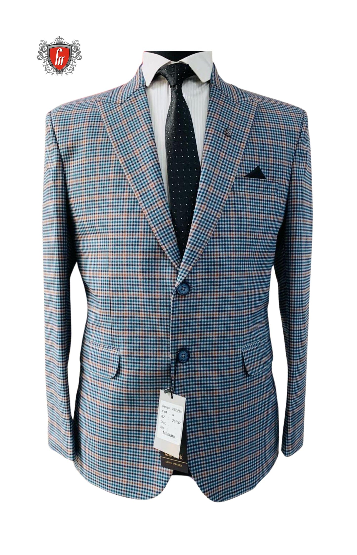 Men’s Sky Rust Slim Fit Check Blazer Contemporary Office & Event Style