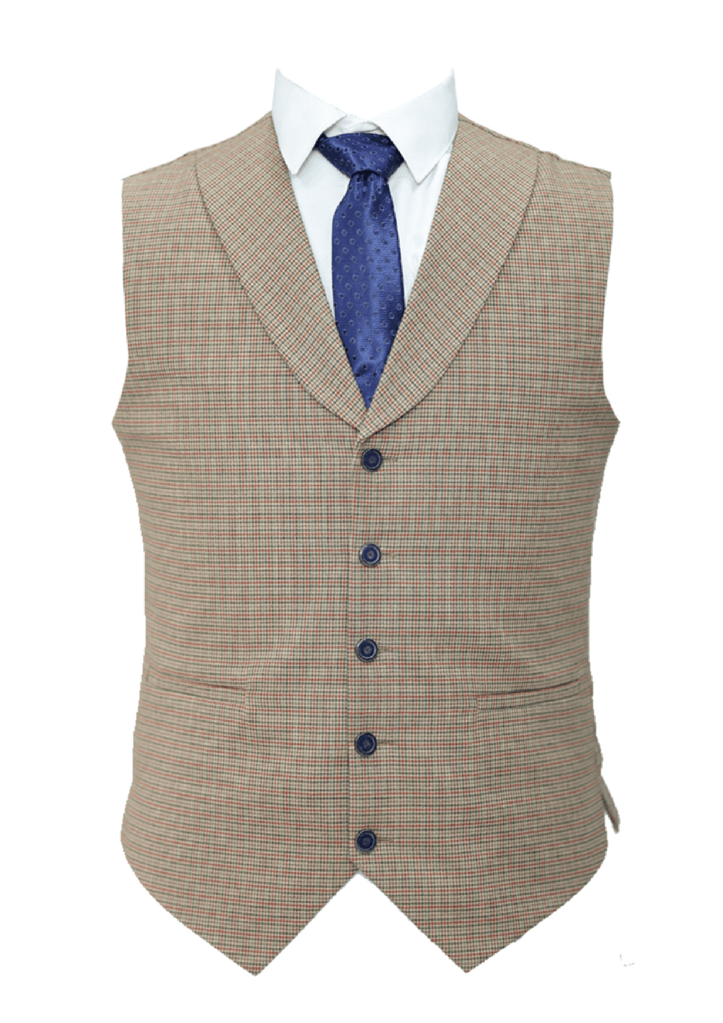 Men’s Royal Blue 3-Piece Suit with Beige Waistcoat – Modern Formal Wear