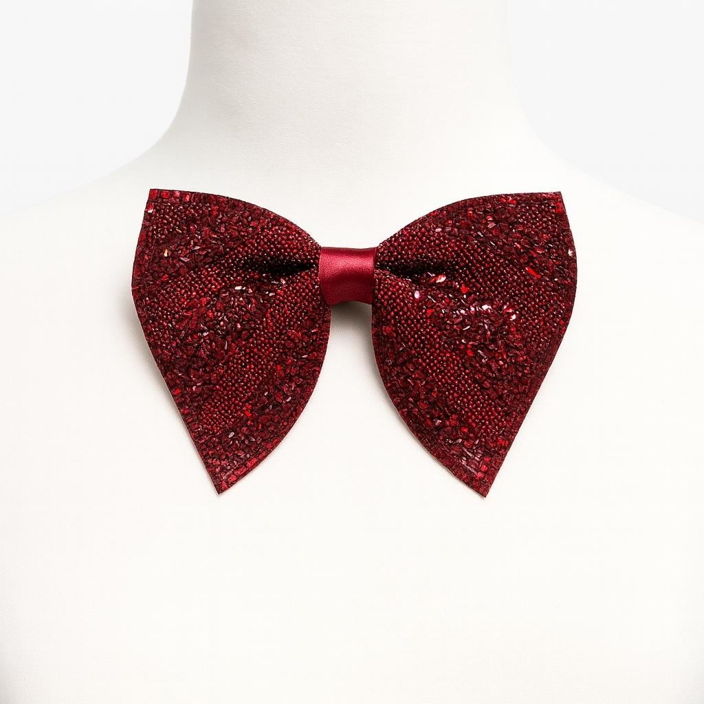 Luxury Red Crystal Embellished Bow Tie – Bold Elegance for Special Occasions
