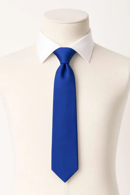 Men’s Solid Royal Blue Satin Tie – Bold Formalwear Accessory