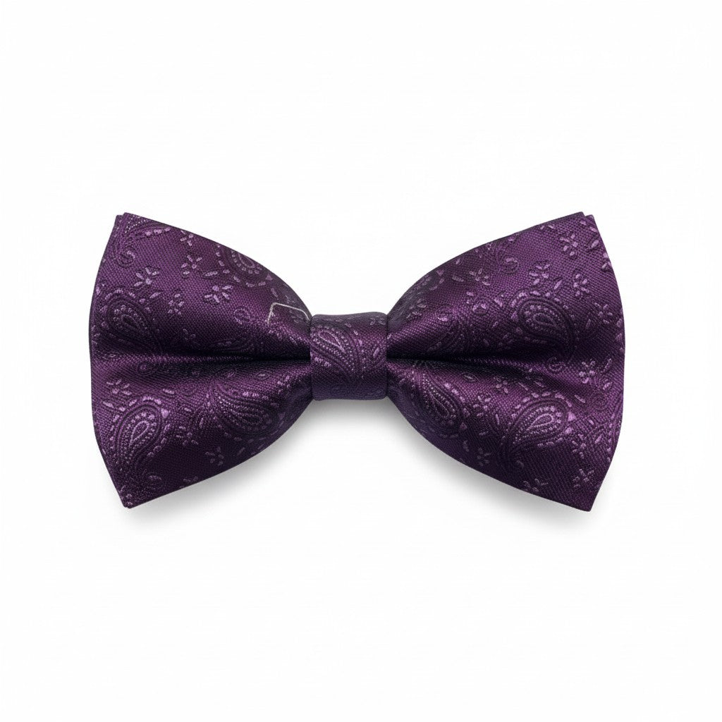 Plum Purple Paisley Jacquard Bow Tie – Luxury Formal Accessory