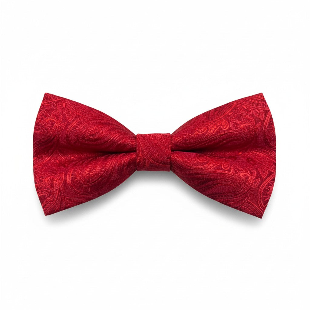Crimson Red Paisley Jacquard Bow Tie – Luxury Formal Accessory