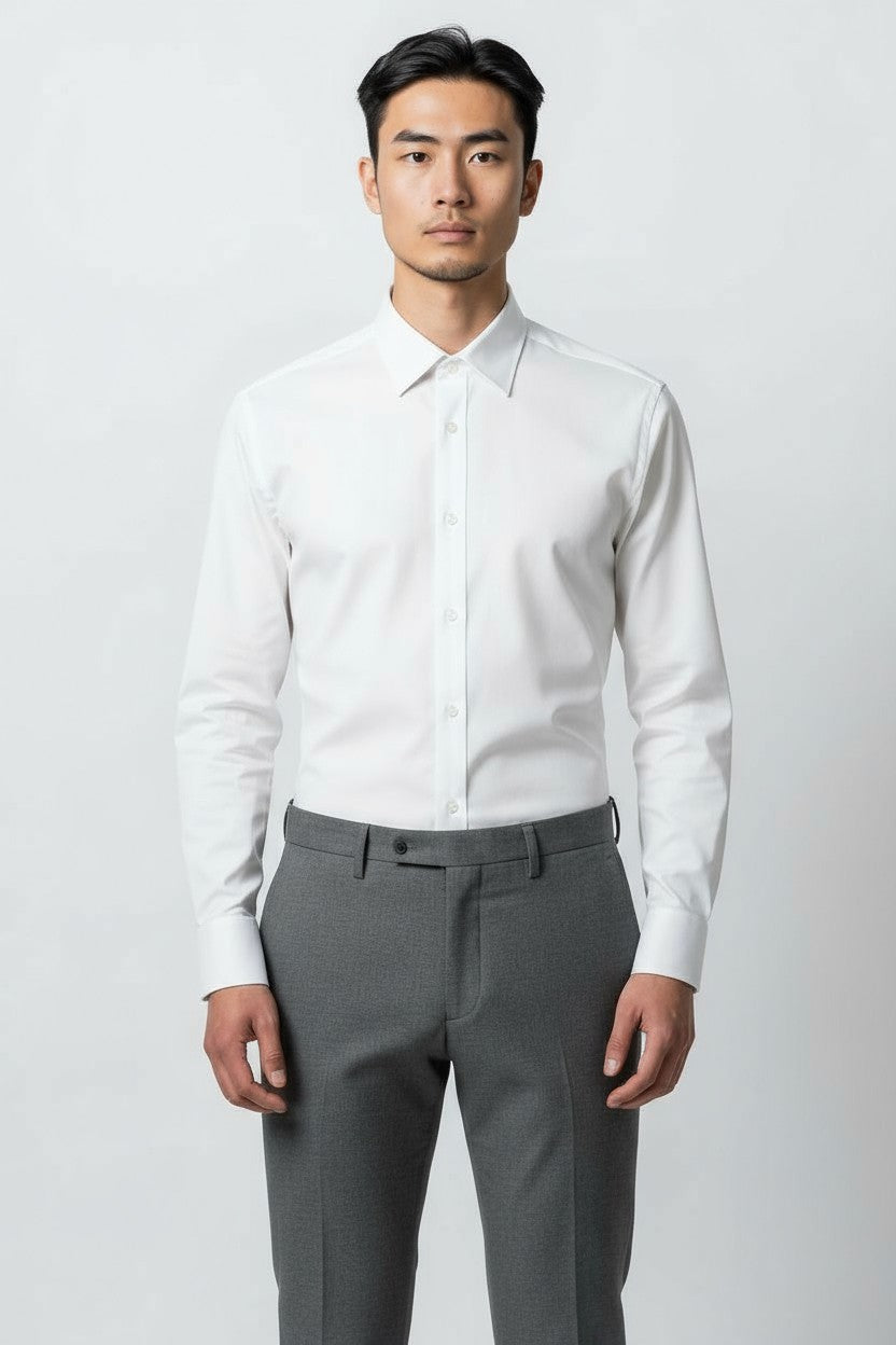 Men’s White Dress Shirt – Slim Fit Premium Formal Shirt – Fabmark Clothings
