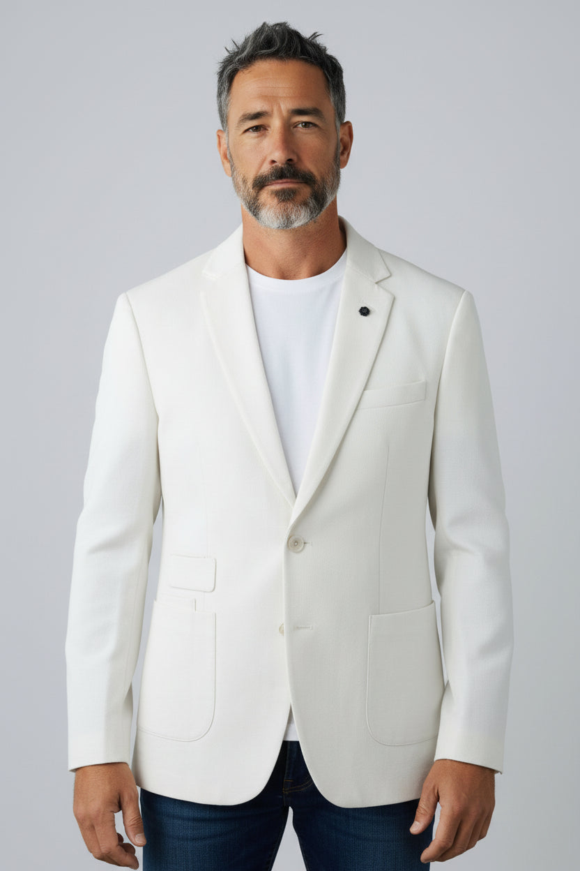Men’s Off-White Tailored Blazer – Modern Minimal Smart Casual