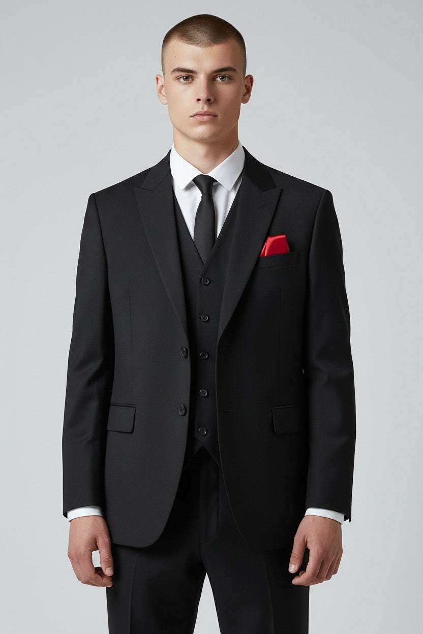 Men’s Classic Black 3-Piece Suit – Modern Fit Formal Wear