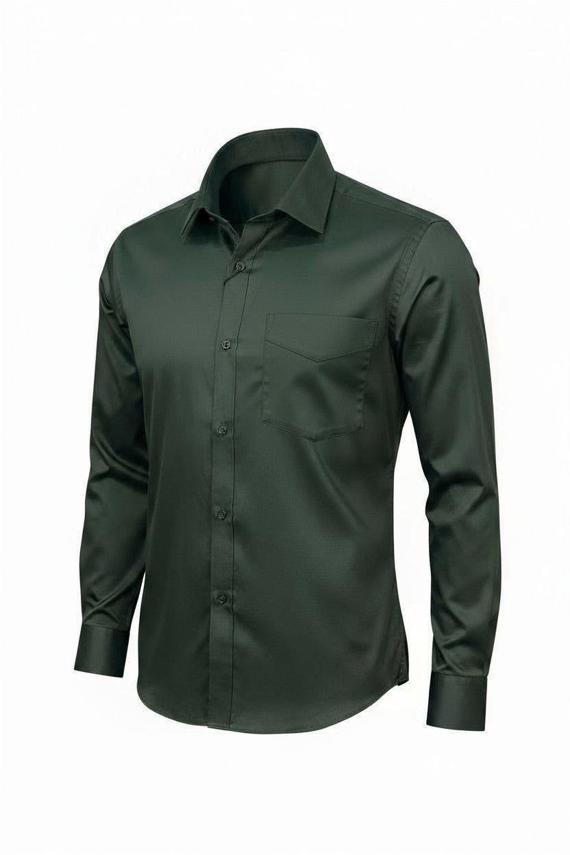 Forest Green Dress Shirt for Men – Slim Fit Formal Cotton Shirt