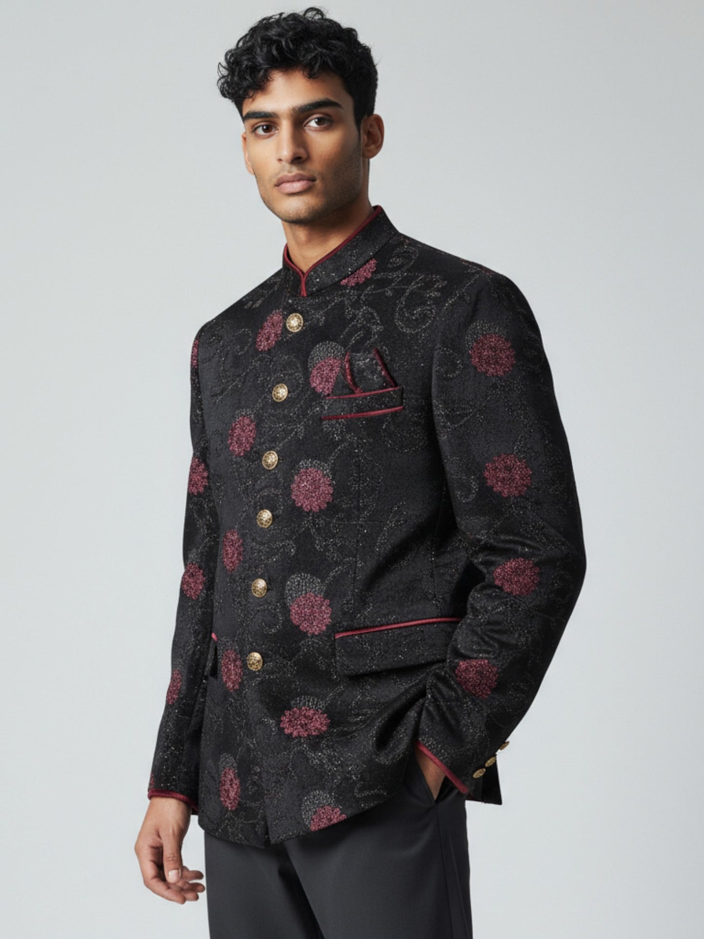 Black & Maroon Embroidered Jodhpuri Suit – Royal Wedding Wear