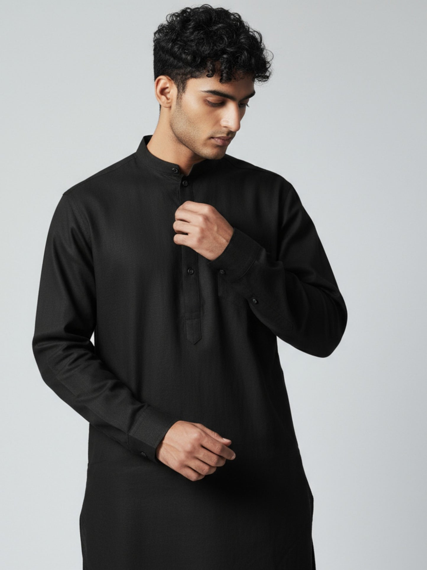 Black Kurta Pajama for Men – Classic Solid Cotton Festive Outfit