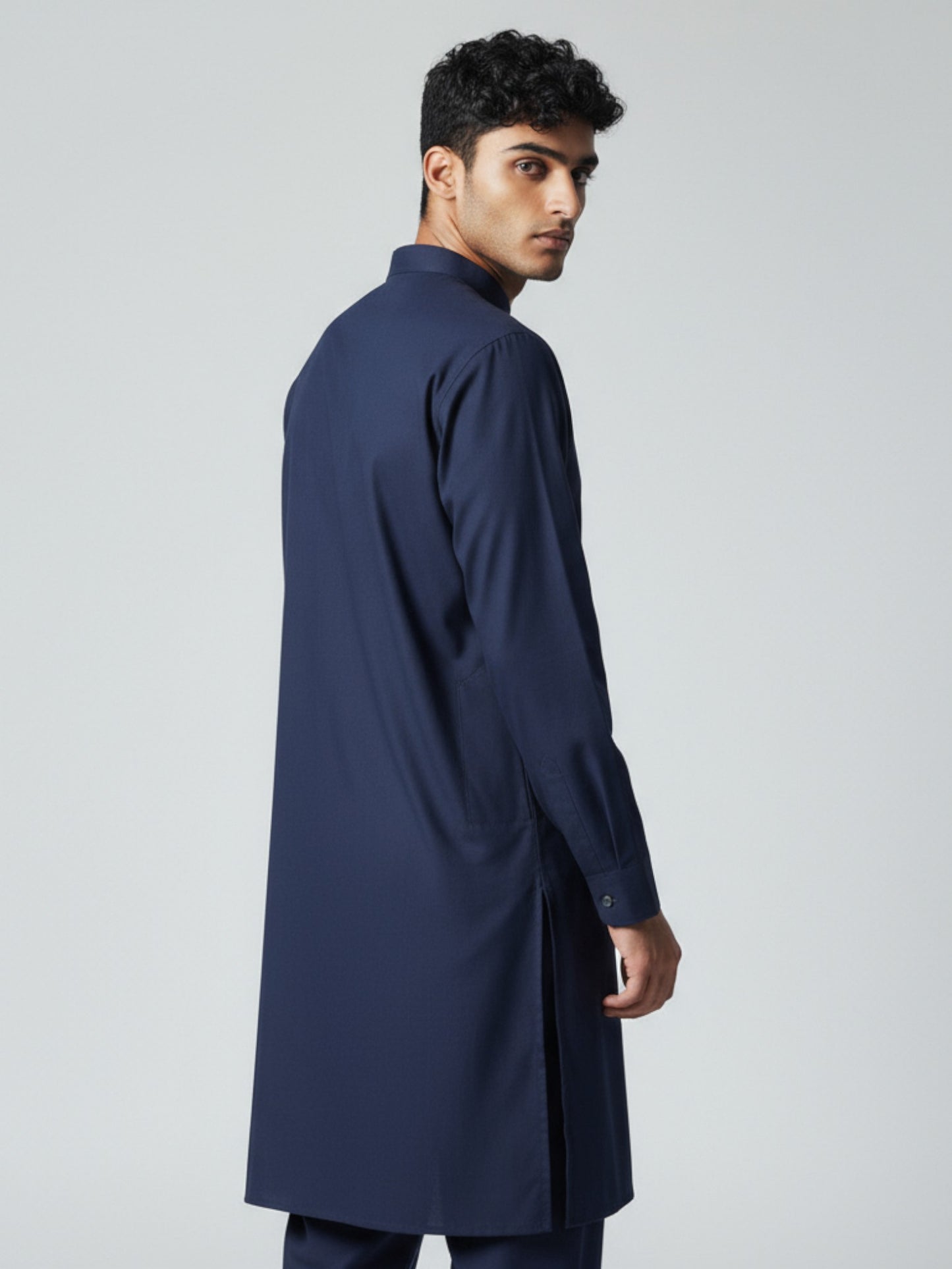 Navy Kurta Pajama for Men – Elegant Solid Cotton Ethnic Wear