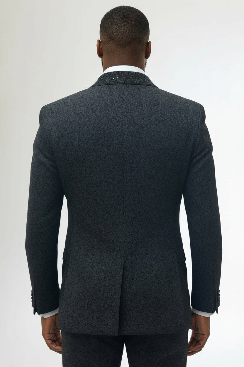 Black Luxury Tuxedo with Textured Shawl Lapel