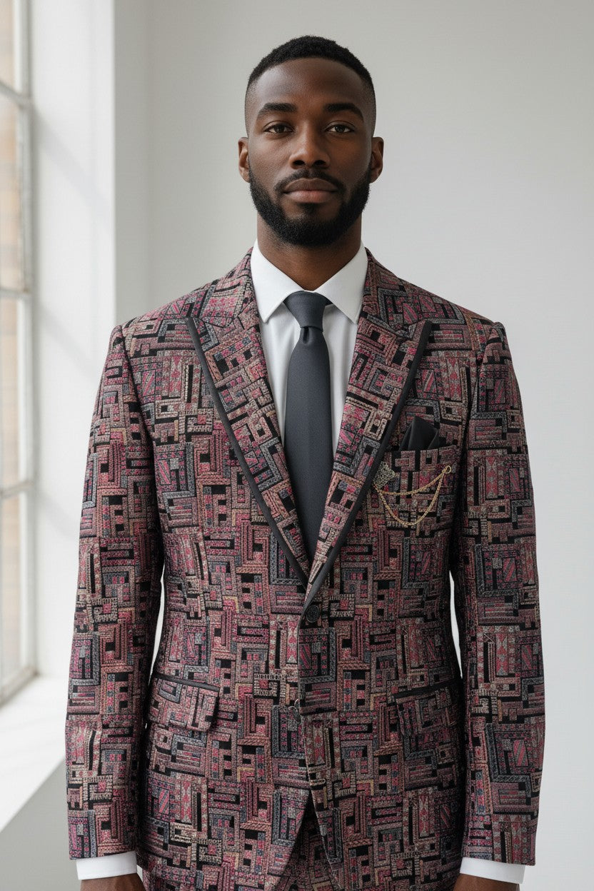 Men’s Summer Pinkish-Red Suit – Bold Formalwear for Weddings & Events