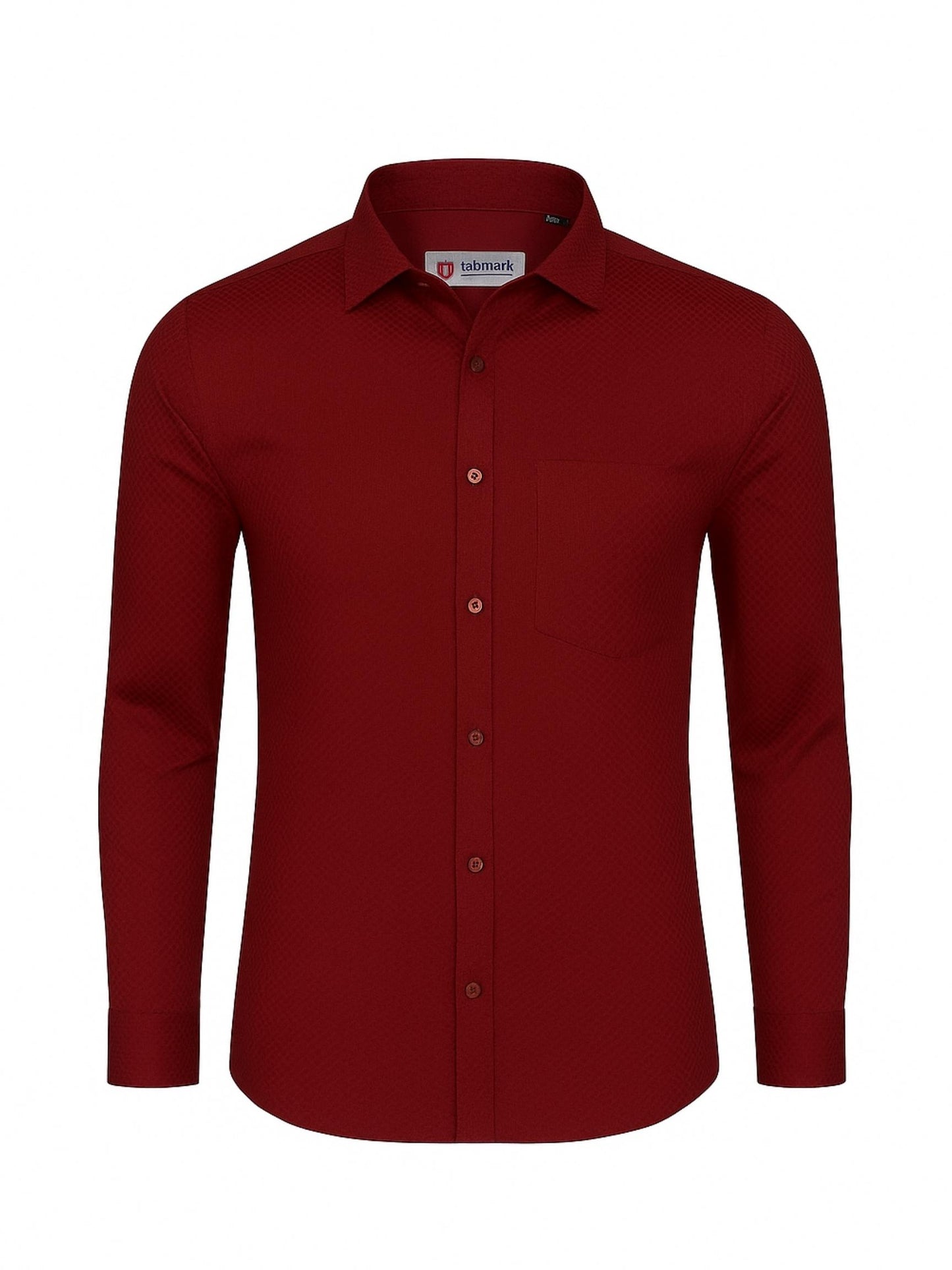 Men’s Maroon Dress Shirt – Slim Fit Formal Cotton Shirt