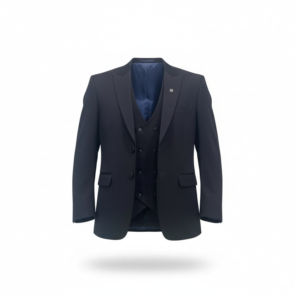 Men’s Navy 3-Piece Suit in Japanese Fabric – Modern Fit