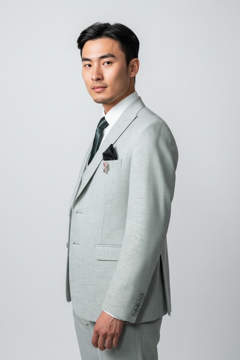 Men’s Light Sage Green 3-Piece Suit – Modern Fit Formal Wear