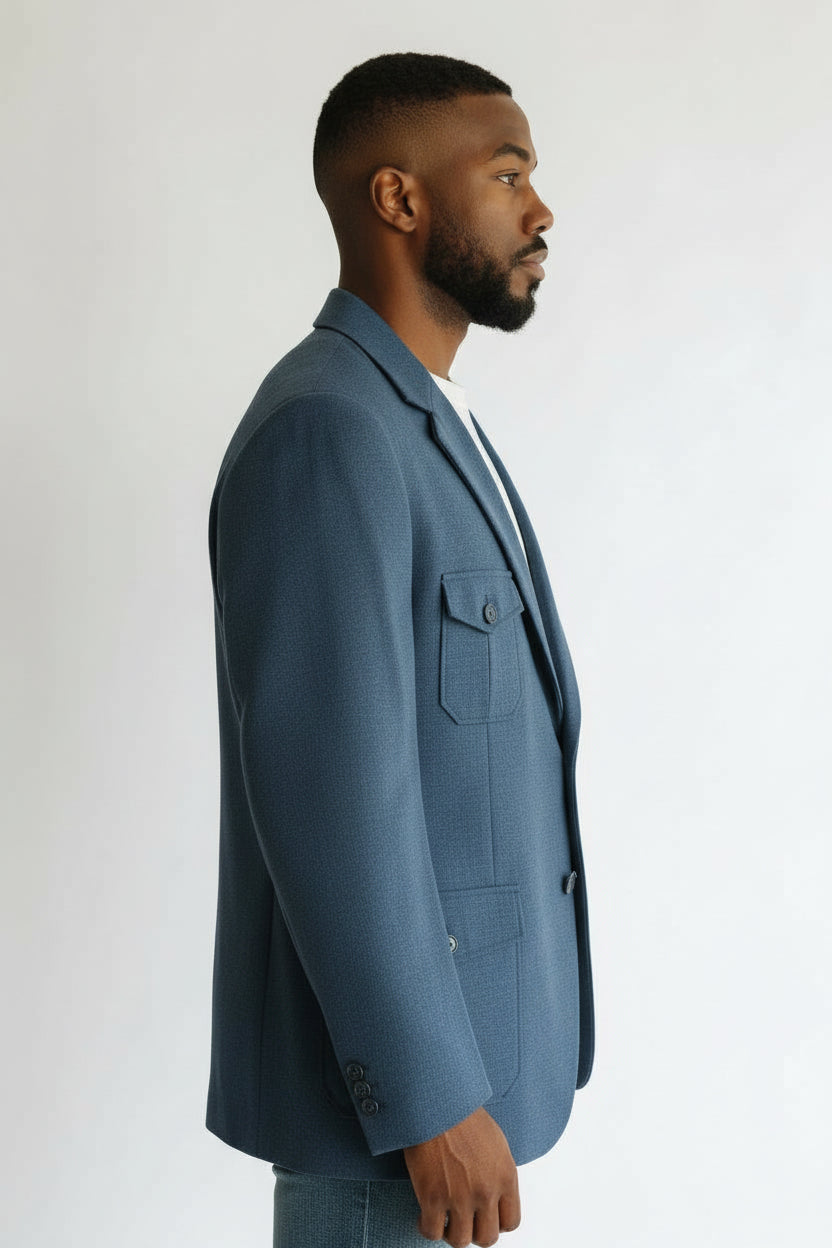 Men’s Teal Utility Pocket Blazer – Modern Tailored Smart Casual