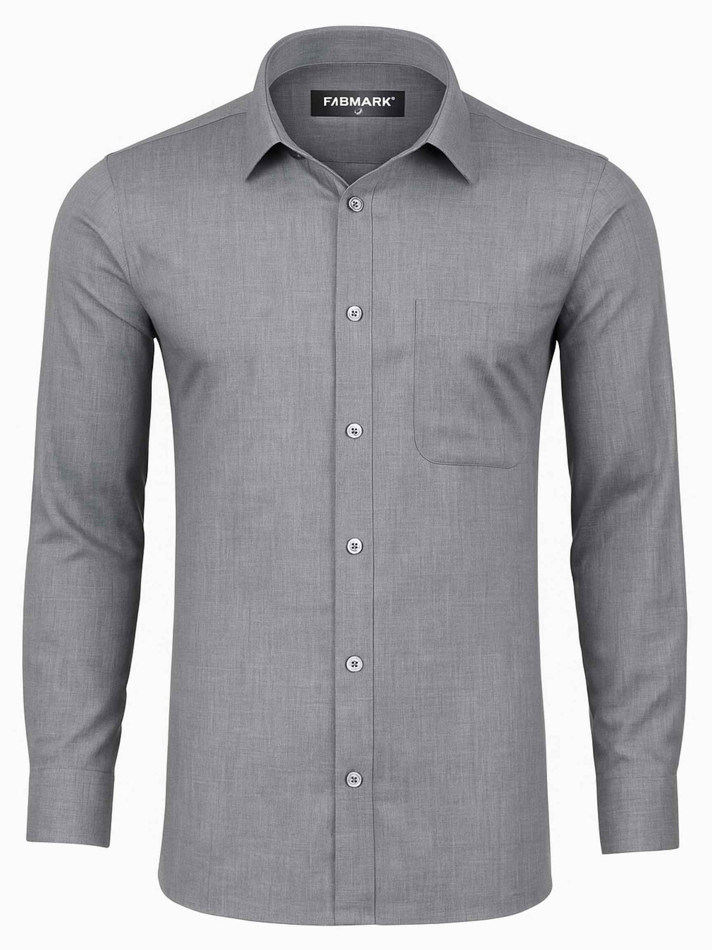 Men’s Grey Dress Shirt – Slim Fit Formal Office Shirt