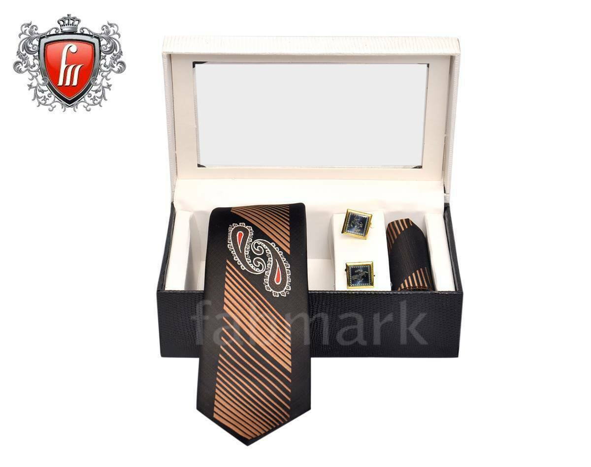 Designer Black & Coffee Silk Tie Box