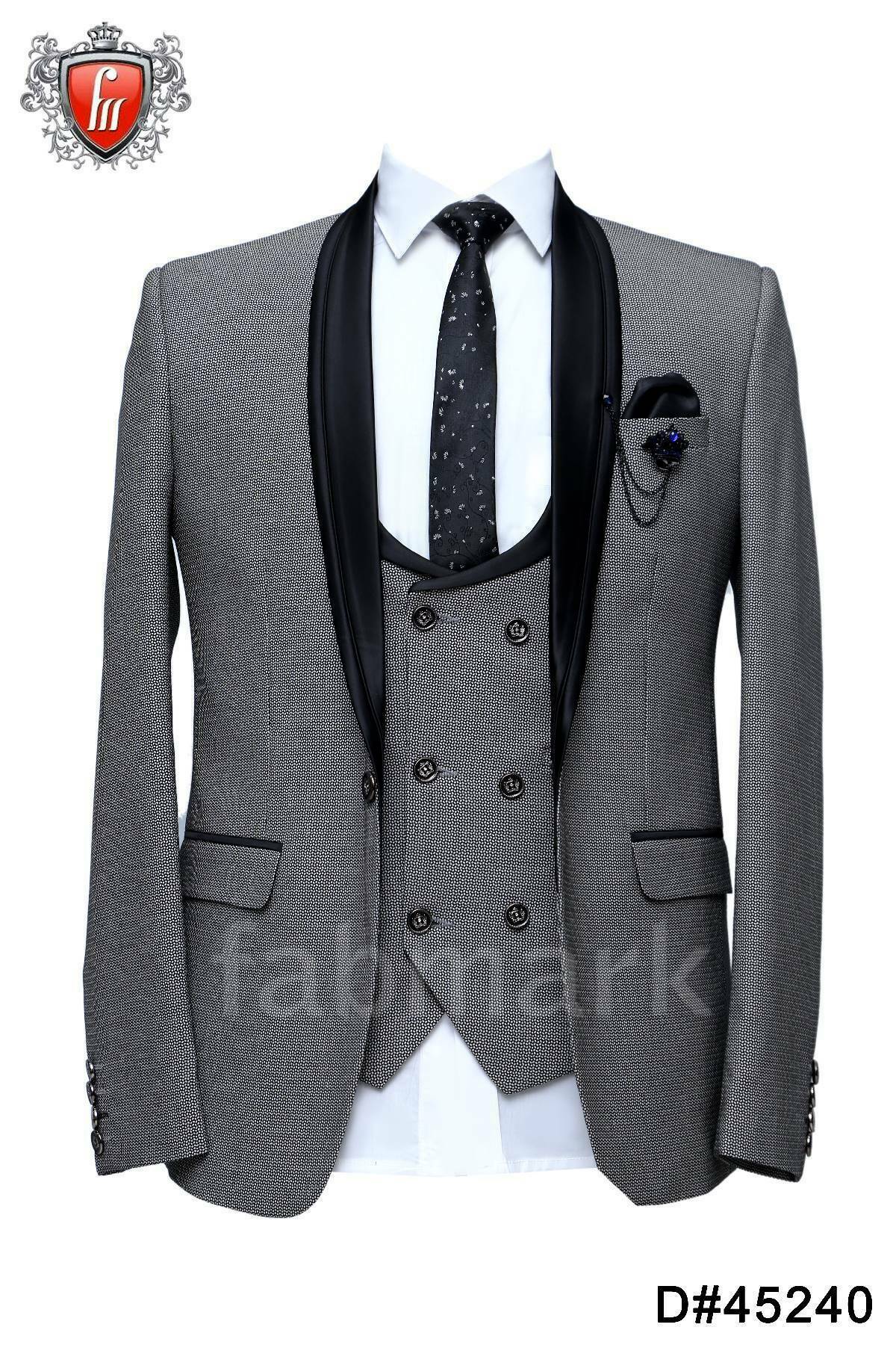 Fabmark 5pc Designer Grey Texture Suit