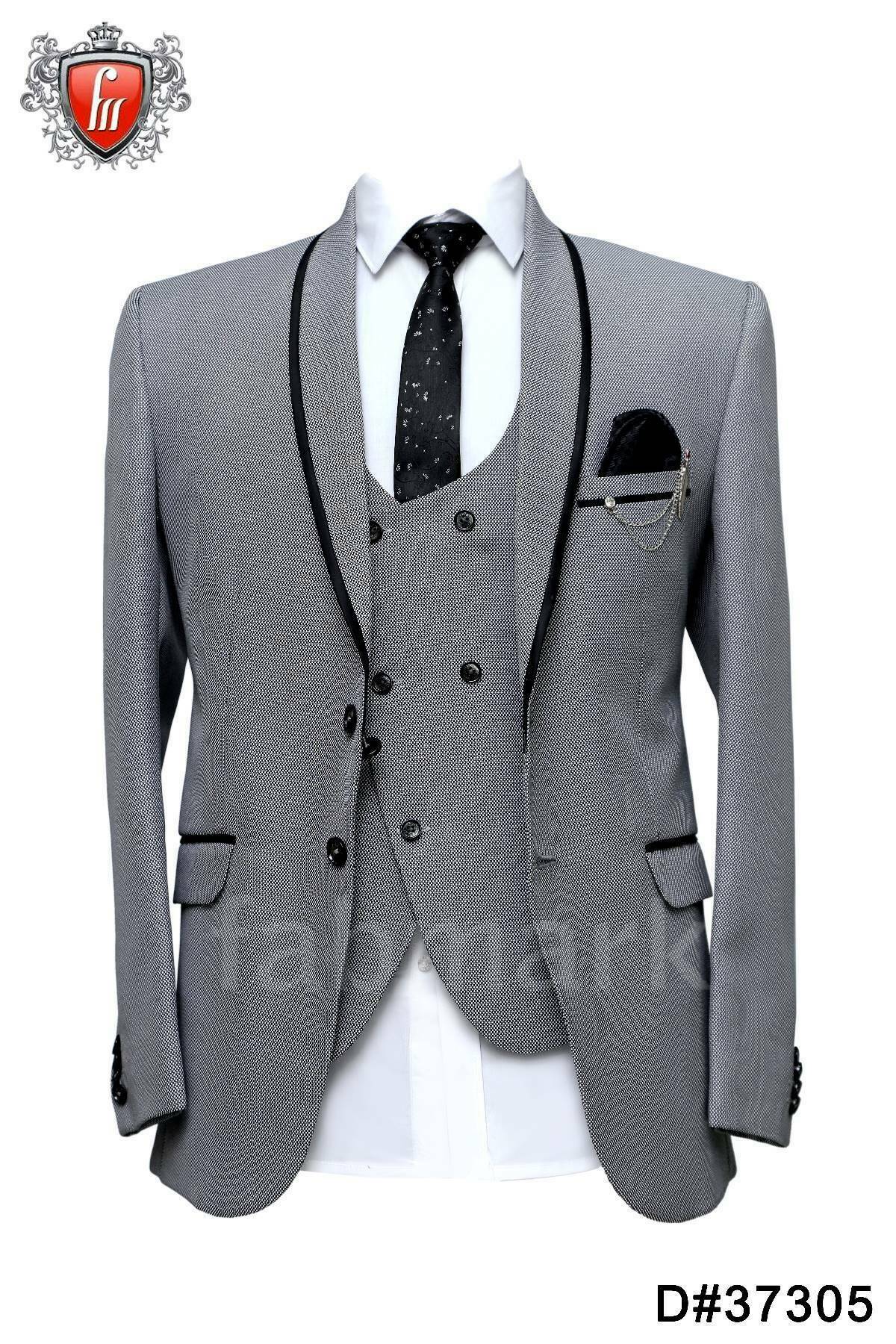 Fabmark 5pc Designer Grey Gown Suit