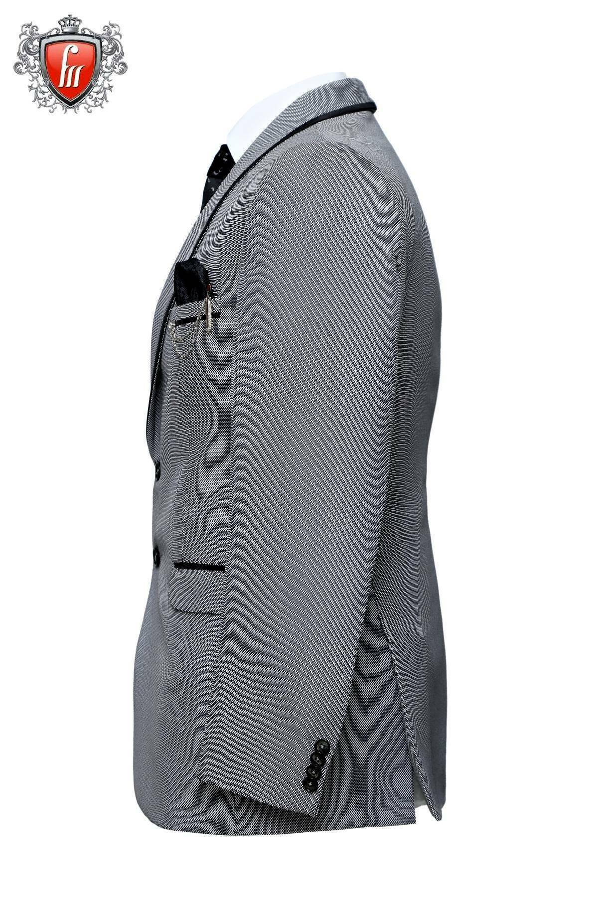 Fabmark 5pc Designer Grey Gown Suit