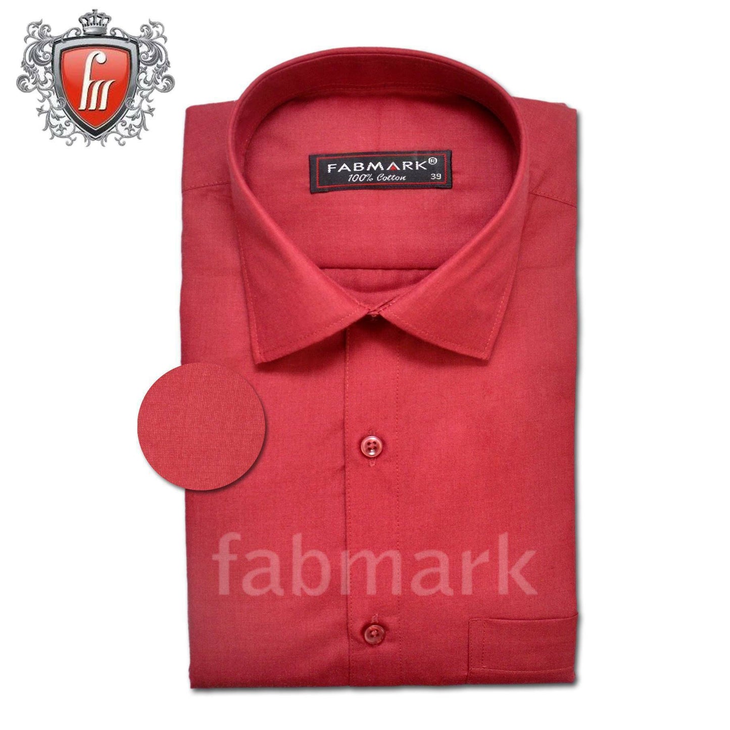 Fabmark Solid Red Cotton Shirt