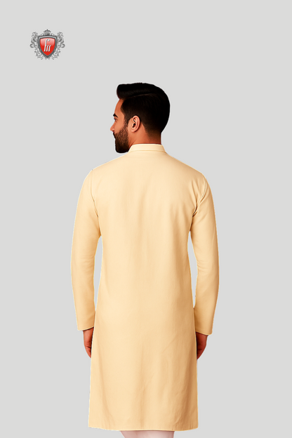Men’s Cream Georgette Kurta – Minimalist Lightweight, All-Season Ethnic Wear