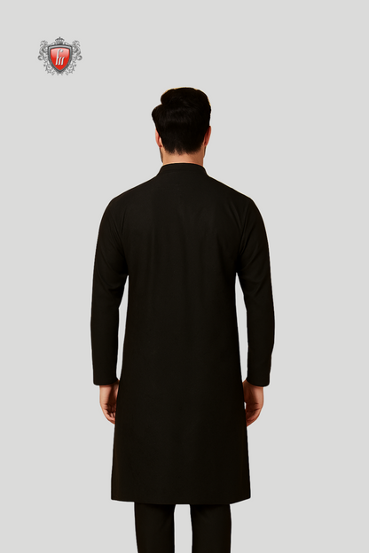 Men’s Black Georgette Kurta – Elegant Lightweight & Festive Wear