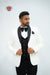 Men’s White Tuxedo 3-Piece Suit with Black Satin Lapel – Elegant Formalwear