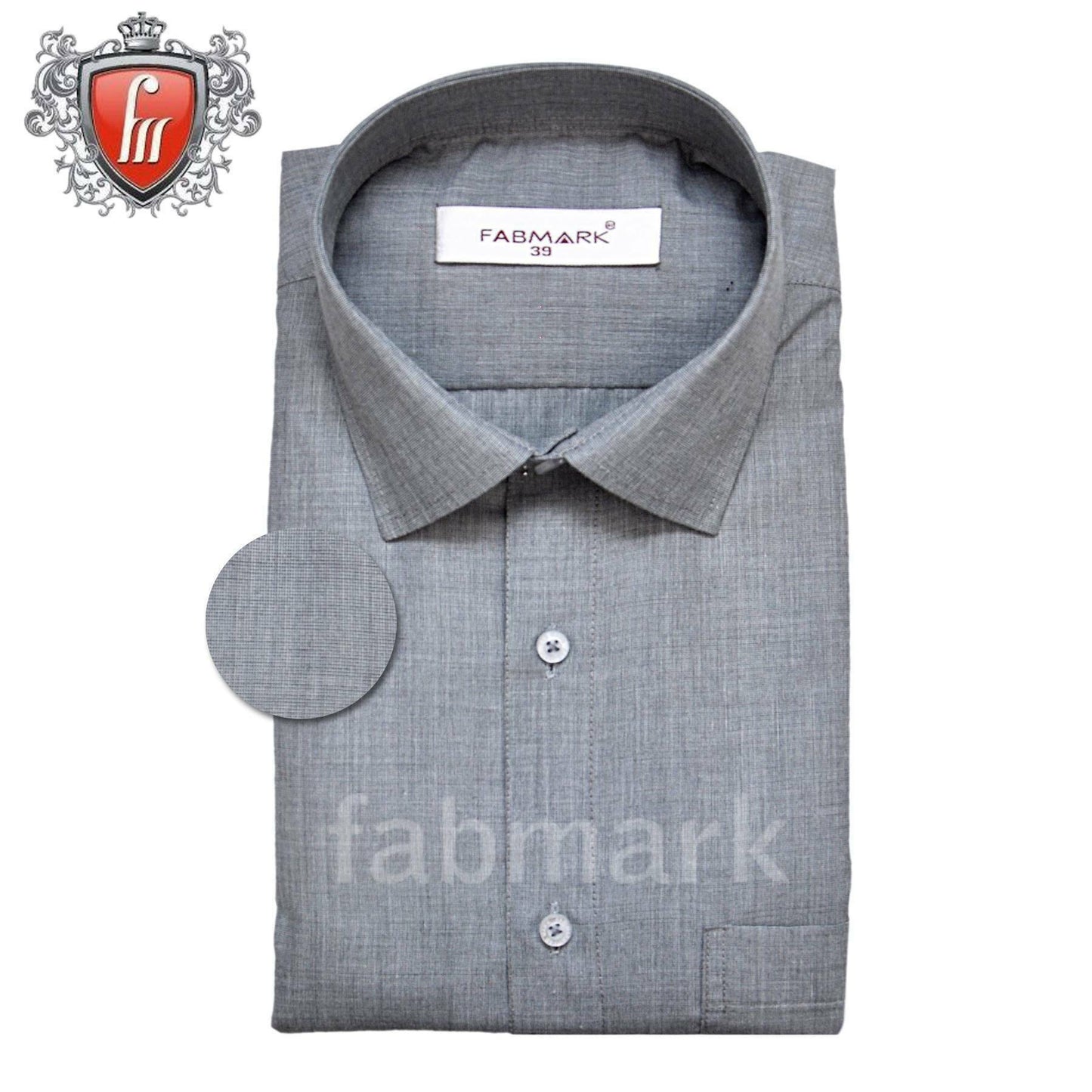 Fabmark Solid Grey Cotton Shirt