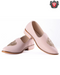 Men’s Pink Micro-Leather Slip-On – Embroidered Heel, Cushioned Comfort