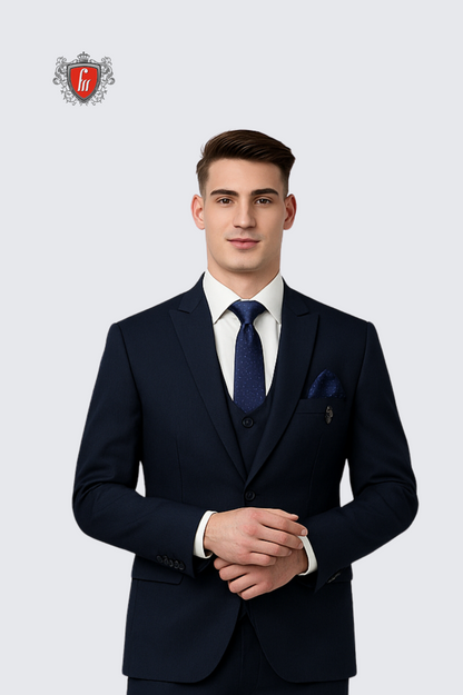Graphite Black Three-Piece Men’s Suit – Classic Sophistication Meets Modern Style