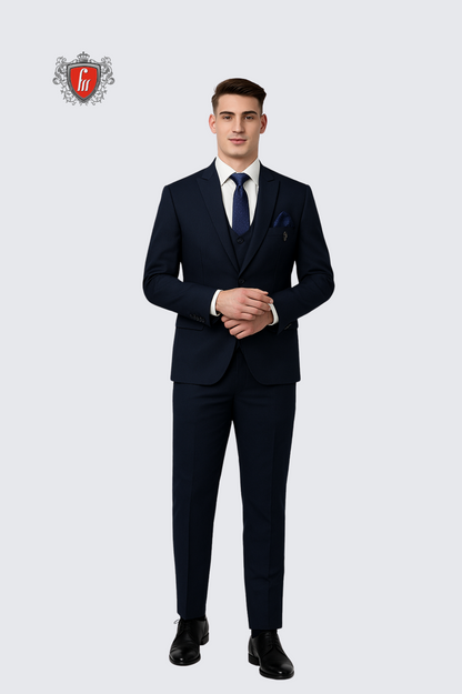Graphite Black Three-Piece Men’s Suit – Classic Sophistication Meets Modern Style