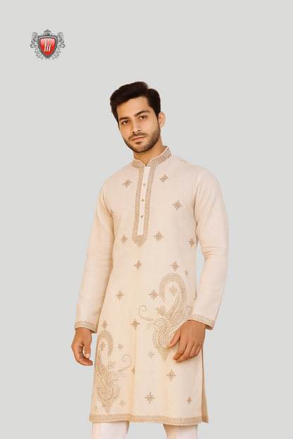 Men’s Satin Cotton Kurta – Luxurious Comfort, Elegant Slim Profile, Perfect Festive Attire