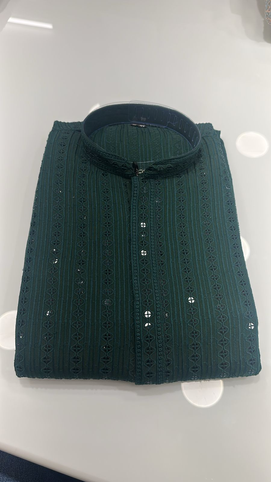 Forest Green Chikankari Kurta Pajama for Men – Festive Embroidered Set