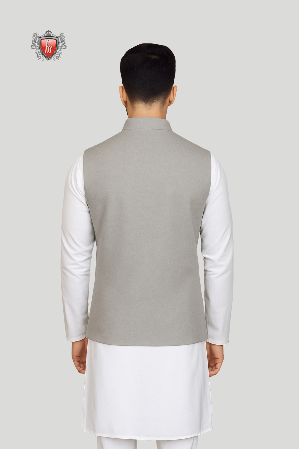 White Kurta Pajama & Light Grey Waistcoat – a flawless balance of tradition and contemporary elegance.