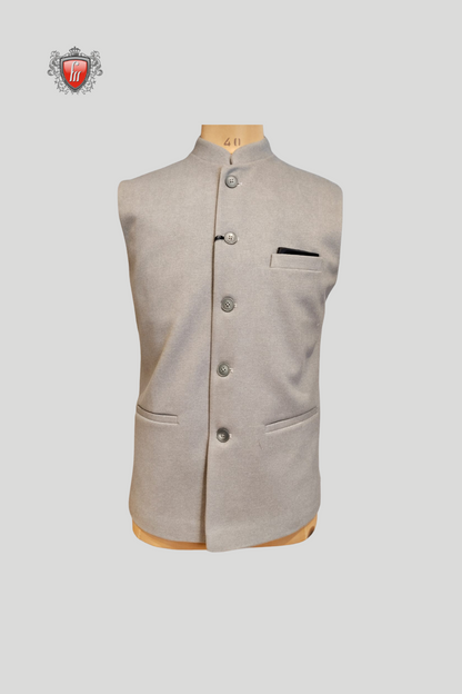 White Kurta Pajama & Light Grey Waistcoat – a flawless balance of tradition and contemporary elegance.
