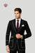 Men’s Black Formal Suit Jacket with Contrast White Edging – Modern Royal Elegance