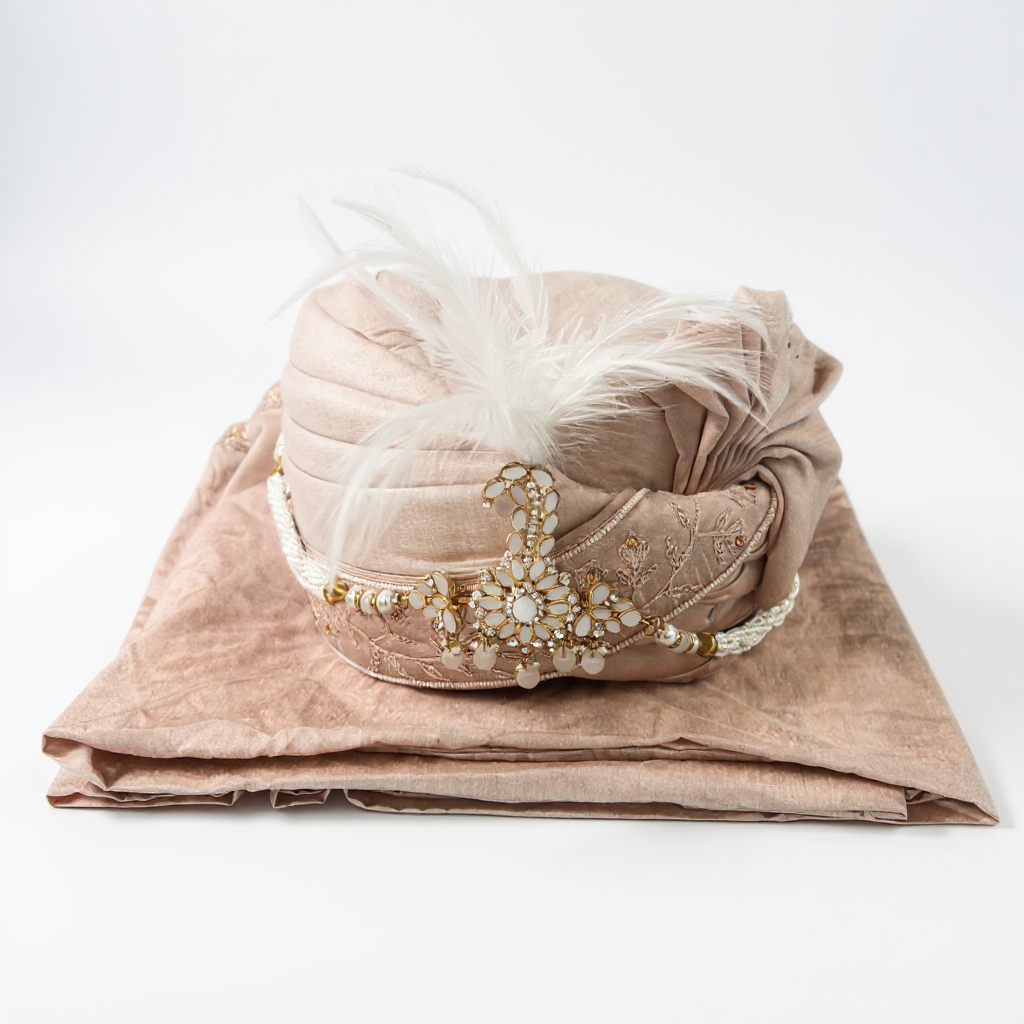 Dusty Rose Groom Pagri | Elegant Minimal Wedding Safa