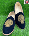 Men’s Blue Velvet Zardosi-Embroidered Heel Jutti – Luxury Footwear