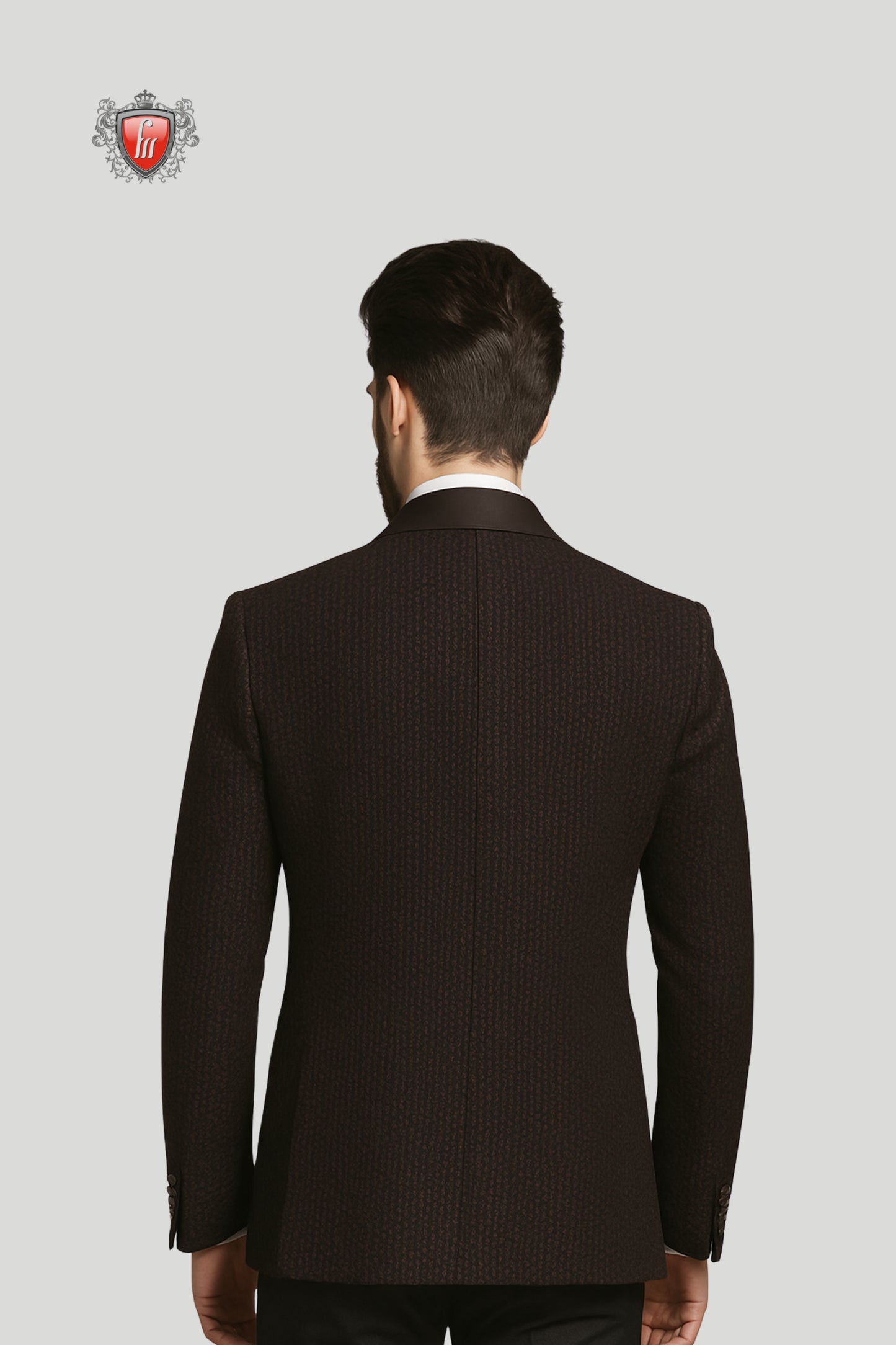 Men’s Dark Brown Formal Blazer with Subtle Texture – Red Carpet Style