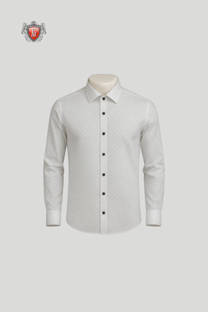 Men’s White Short-Sleeve Shirt – Minimalist Design with Bold Detailing