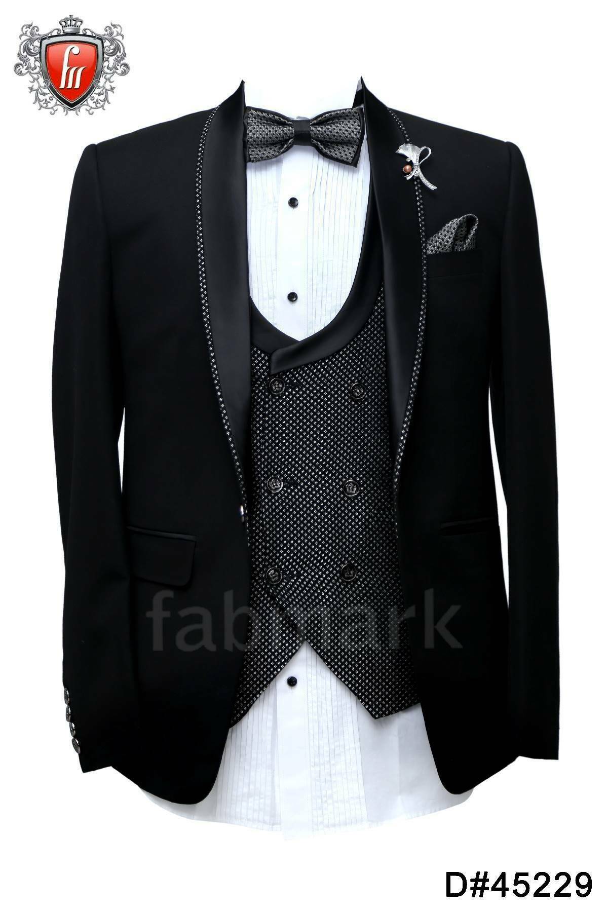 Fabmark 3pc Designer Fine Black Suit