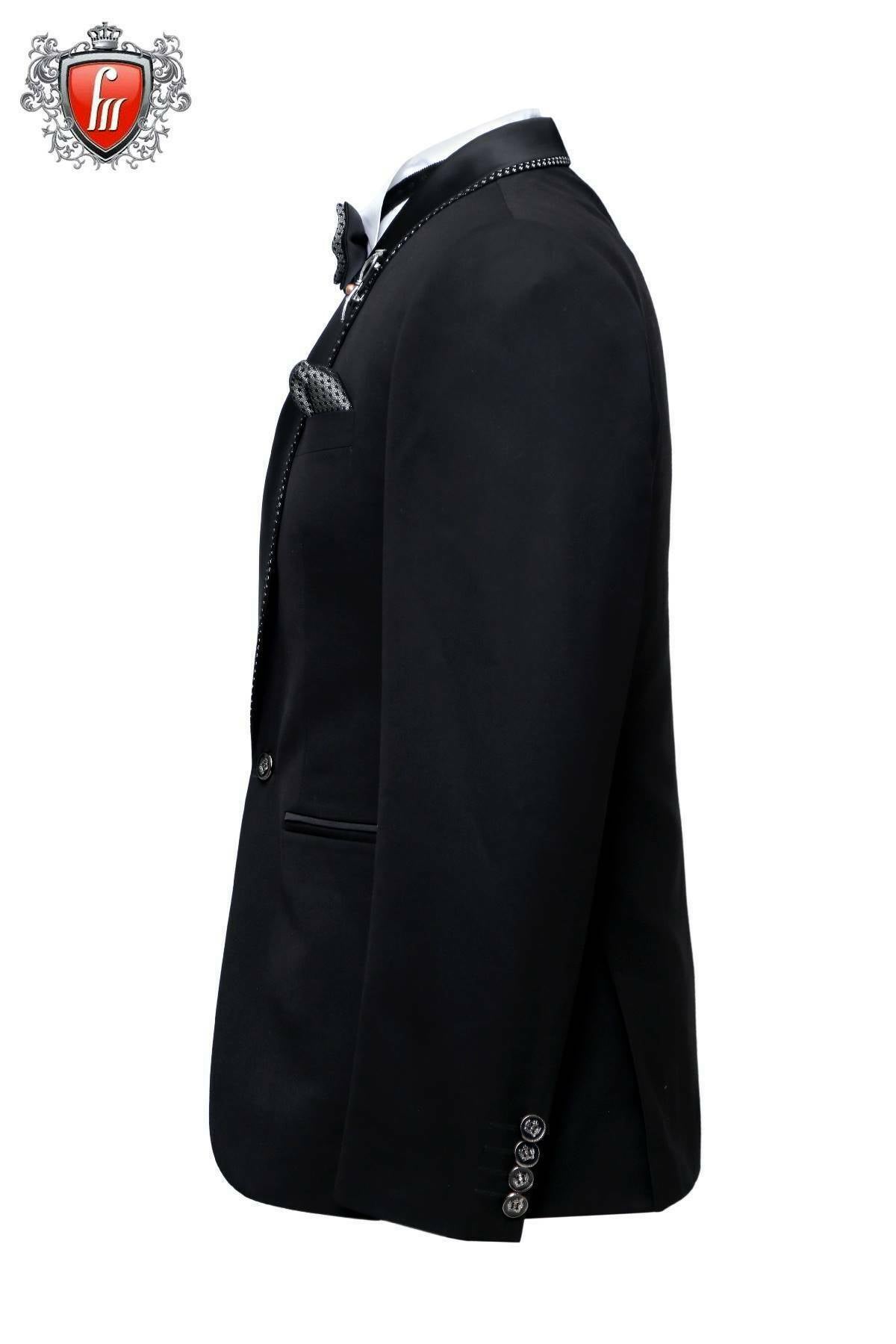 Fabmark 3pc Designer Fine Black Suit