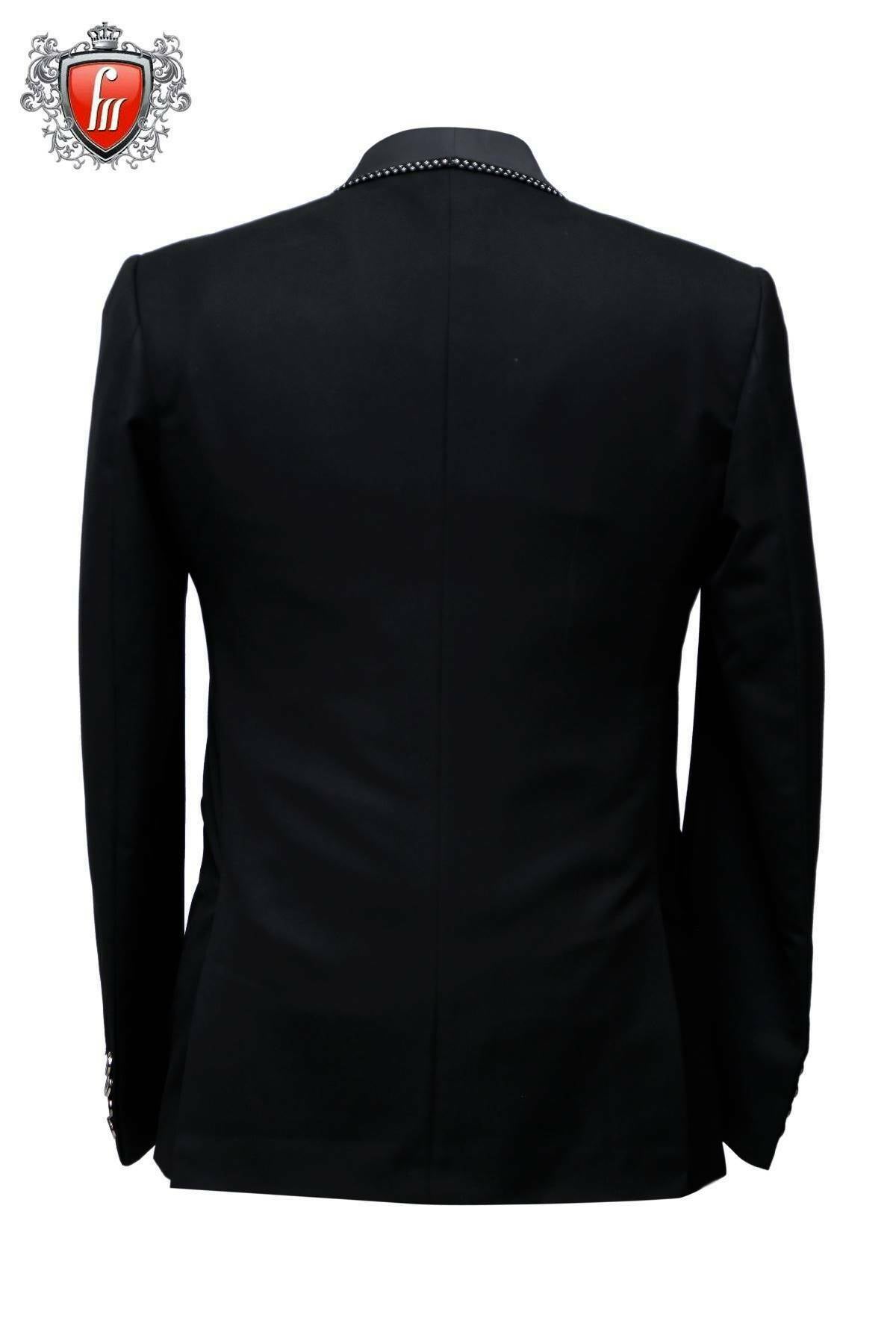 Fabmark 3pc Designer Fine Black Suit