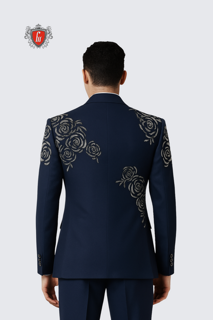 Men’s Navy Blue Designer Suit – Classy Contemporary Formalwear for Weddings & Events