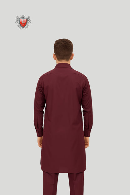 Men’s Majestic Maroon Kurta Pajama – Bold Elegance Redefined