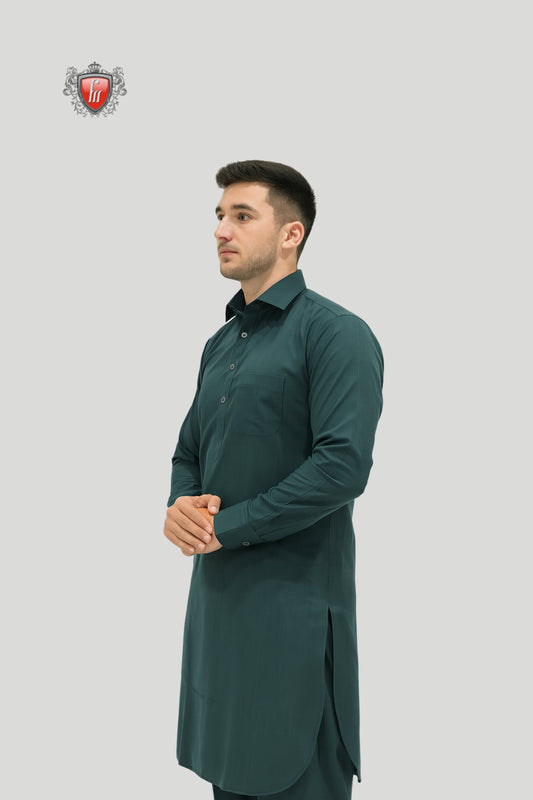 Contemporary Deep Teal Kurta Pajama – Stylish Ethnic Outfit for Men