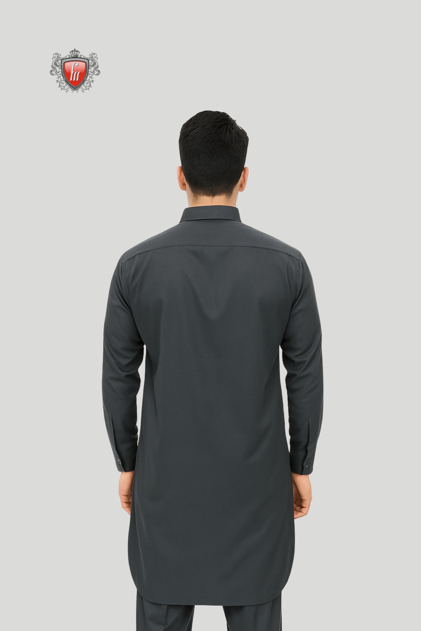 Men’s Designer Kurta Pajama in Charcoal Grey – Bold Celebration Wear